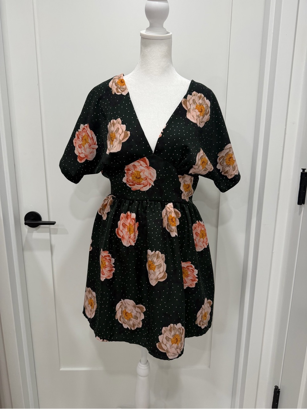 Love Black Dress with Pink Floral Print